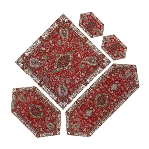 ست 5 تکه رومیزی ترمه مدل سالار کد Slrpstr-1007