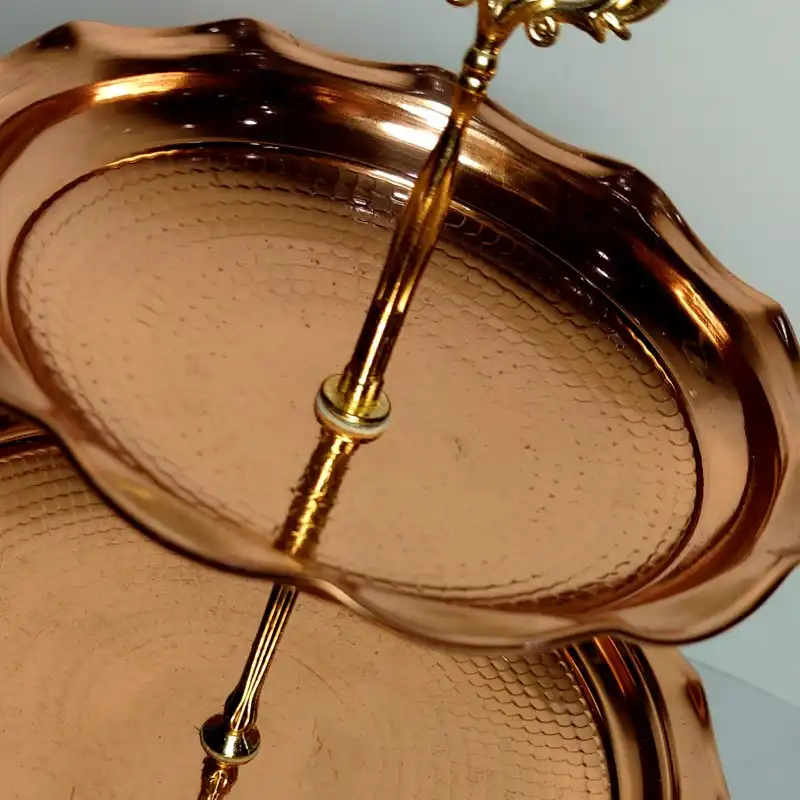 شیرینی خوری مسی مدل دو طبقه کد S-4160