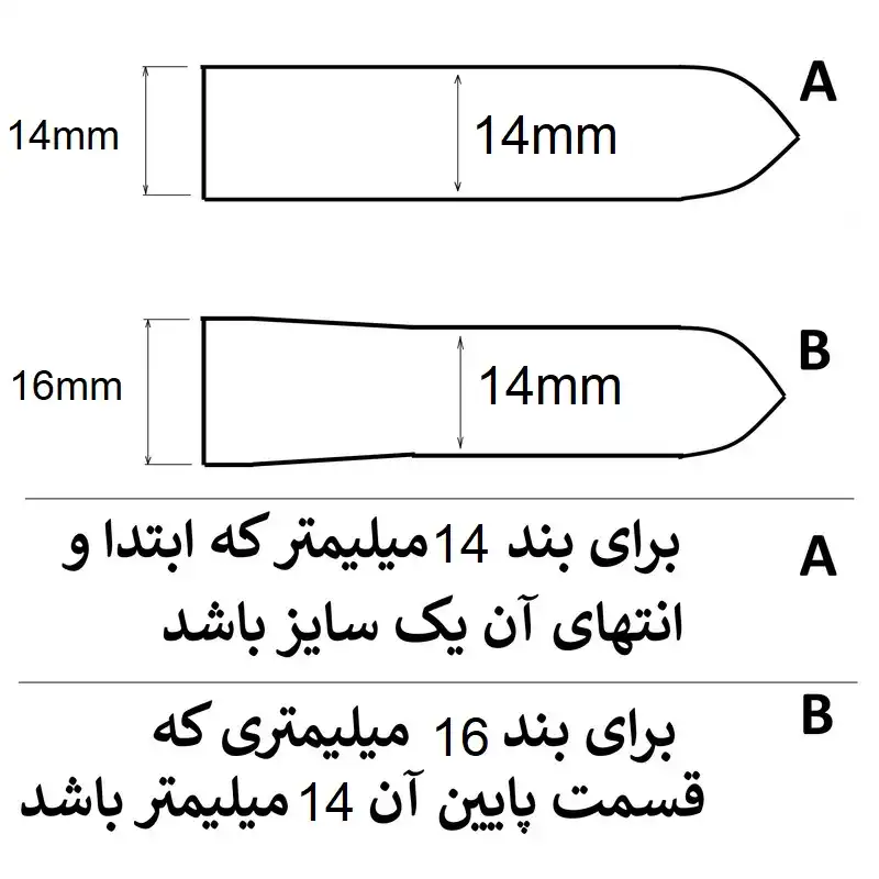 پل بند ساعت مچی مدل چرمی 16mm بسته 2 عددی