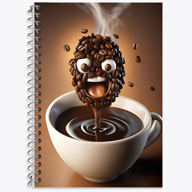 دفتر زبان 50 برگ خندالو مدل سه خط طرح فنجان قهوه کد F6830