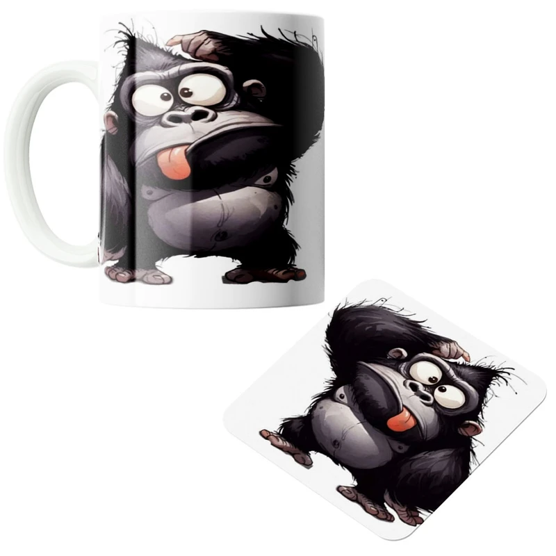 ماگ پاد آفرین مدل میمون کد 620 به همراه زیر لیوانی 