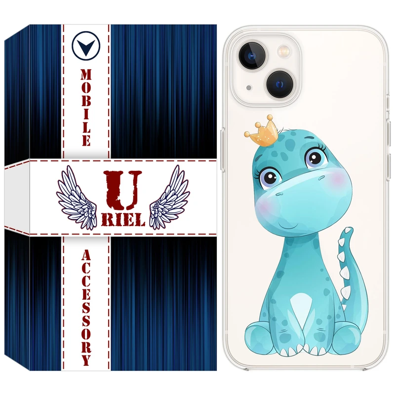 کاور یوریل قاب مدل Clear کد 60 طرح دایناسور مناسب برای گوشی موبایل اپل iPhone 13