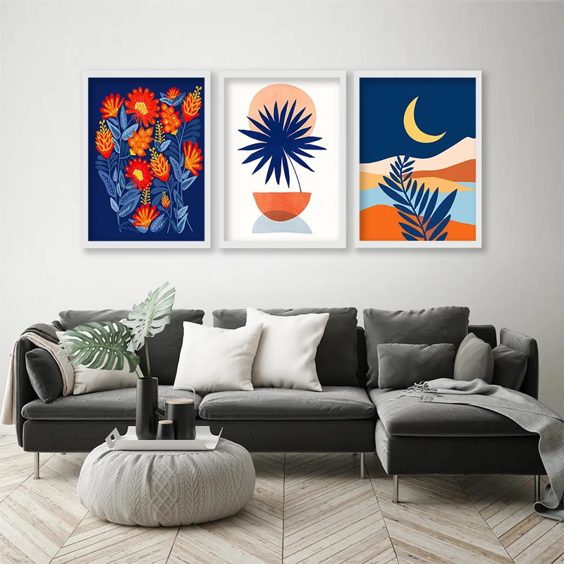 تابلو صبا طرح مدل دکوراتیو کد F115w مجموعه 3 عددی