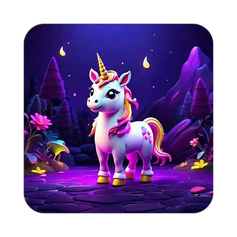 زیر لیوانی کاکتی طرح اسب تک شاخ و یونیکورن مدل mp30681