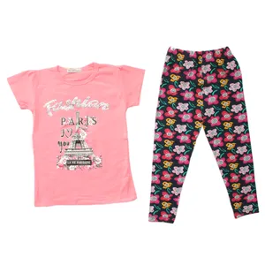 ست تی شرت و شلوار دخترانه مدل پاریس رنگ صورتی