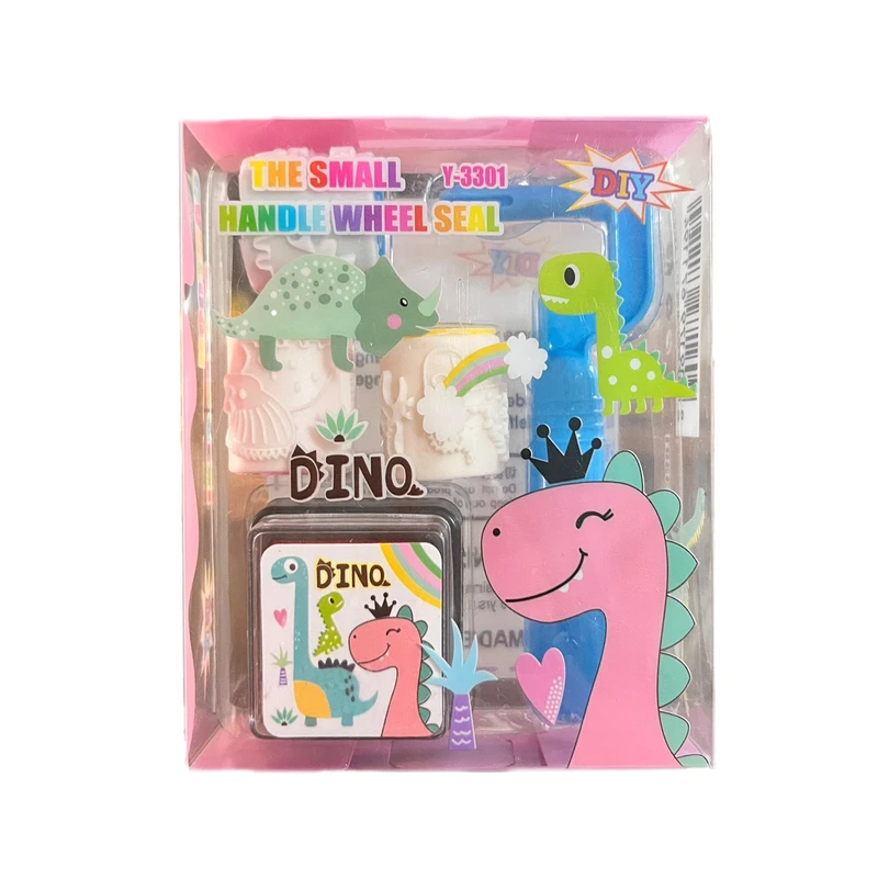 مهر مدل غلطکی طرح دایناسور به همراه استامپ مجموعه 4 عددی