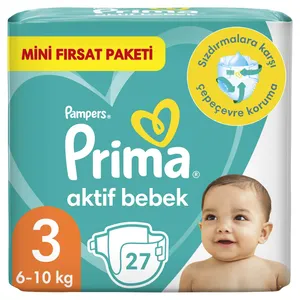 پوشک بچه پریما مدل aktif bebek سایز 3 بسته 27 عددی