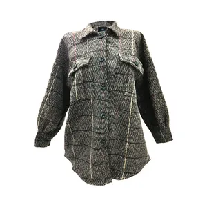 پالتو زنانه مدل چهارخونه رنگ قهوه ای