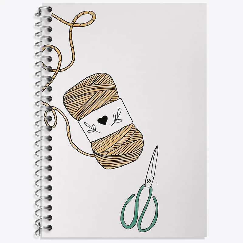 دفتر زبان 50 برگ خندالو مدل سه خط طرح کاموا و قیچی کد N2014