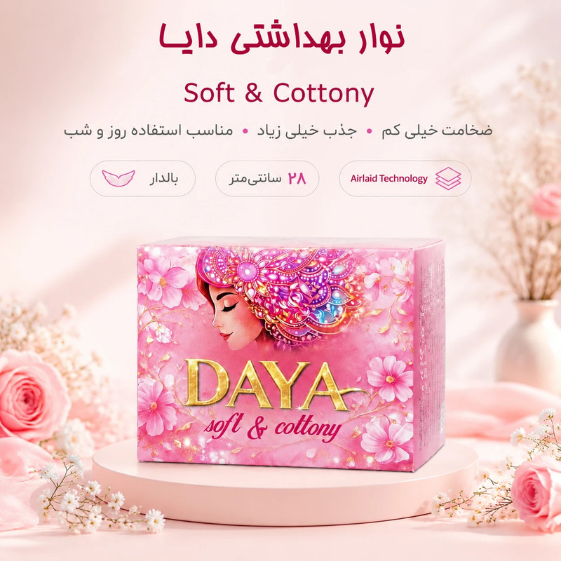 نوار بهداشتی پنبه‌ای خیلی نازک ضد حساسیت روز و شب دایا تجهیز استوار مدل ایرلید با جذب فوق العاده زیاد سایز XL بسته ۱۰ عددی

