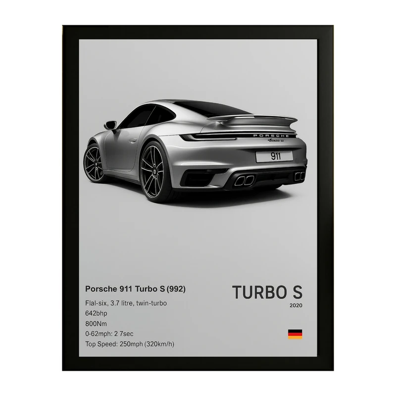 تابلو طرح پورشه 911 کد 03 فریم مشکی