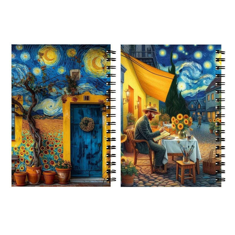 دفتر مشق 60 برگ طرح ونگوک شب پرستاره کد 44 بسته 2 عددی