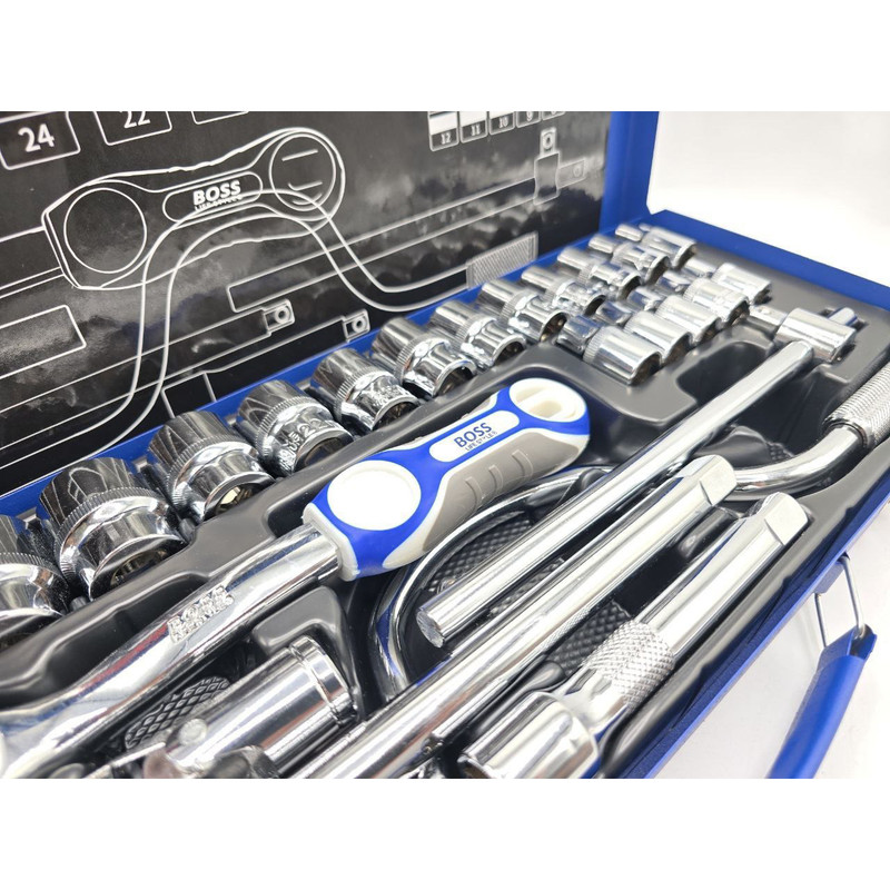 آچار بکس باس مدل BS-24pcsP مجموعه 24 عددی آچار بکس باس مدل BS-24pcsP مجموعه 24 عددی