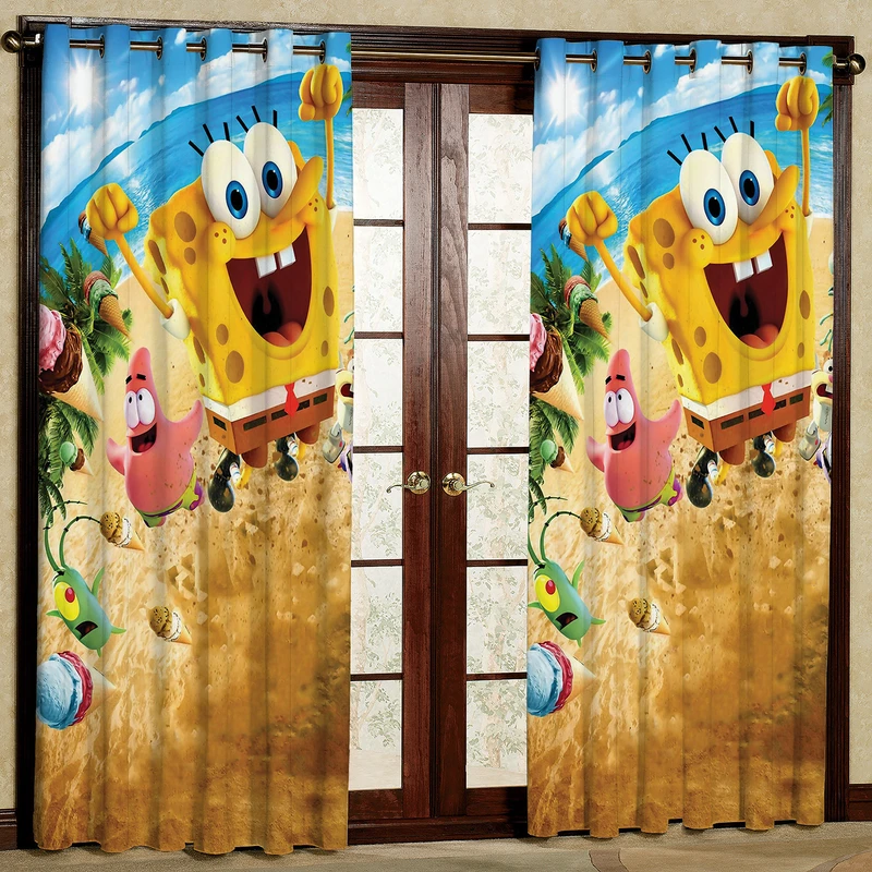 پرده مدل باب اسفنجی مخمل پانچی کد 355L سایز 140x280 سانتی متر