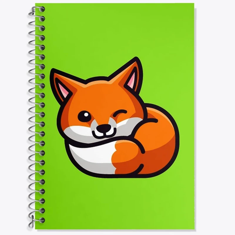 دفتر زبان 50 برگ خندالو مدل دو خط طرح حیوانات بامزه روباه کد 28183