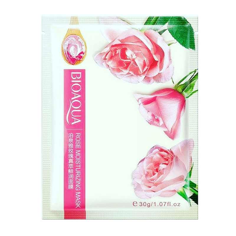 ماسک صورت بایو آکوآ مدل گل رز حجم 30 میلی لیتر مجموعه 5 عددی