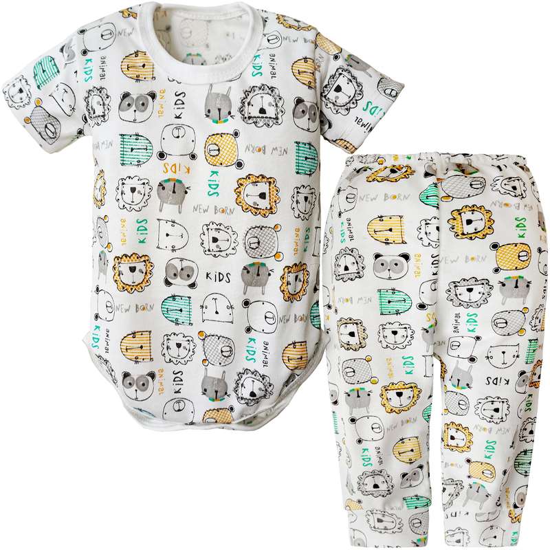 ست بادی و شلوار نوزادی مدل باغ وحش