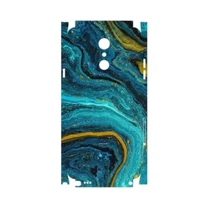 MAHOOT Turquoise marblewith golden streaks-FullSkin Cover Sticker for LG Q Stylus