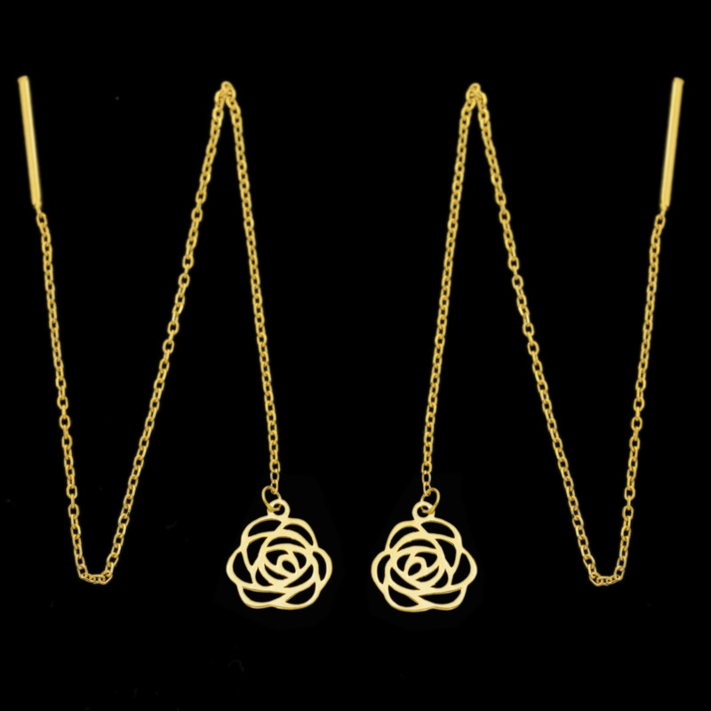 گوشواره طلا 18 عیار زنانه طلای مستجابی مدل گل رز کد 670190