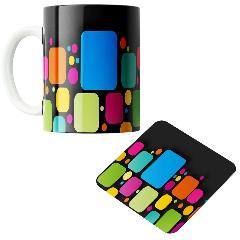 ماگ پاد آفرین مدل رنگی کد 657 به همراه زیر لیوانی 