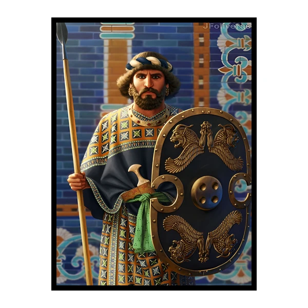 تابلو نوری بکلیت طرح کوروش سرباز هخامنشیان باستانی تاریخی ایران مدل B-bu7106 فریم مشکی