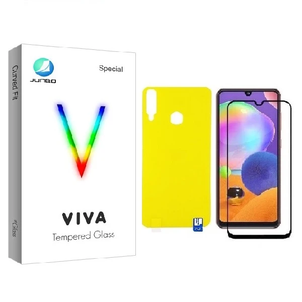 محافظ صفحه نمایش جانبو مدل FUL مناسب برای گوشی موبایل سامسونگ Galaxy A20s به همراه محافظ پشت گوشی 