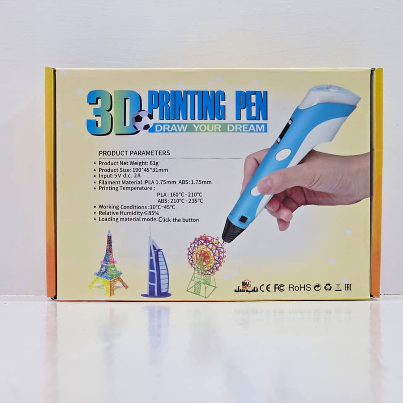 قلم طراحی سه بعدی ناب سل مدل 3D pen به همراه فیلامنت