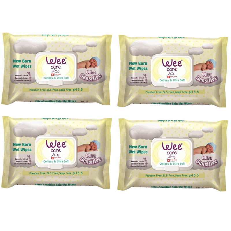 دستمال مرطوب کودک وی کر مدل  تازه متولدین چهار بسته 63 عددی 