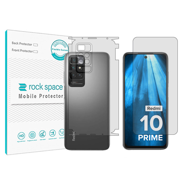 محافظ صفحه نمایش شفاف راک اسپیس مدل HyGEL مناسب برای گوشی موبایل شیائومی Redmi 10 Prime 2022 به همراه محافظ پشت گوشی