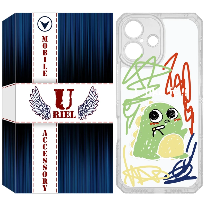 کاور یوریل مدل Clear کد 21 طرح دایناسور نقاش مناسب برای گوشی موبایل اپل iPhone 16