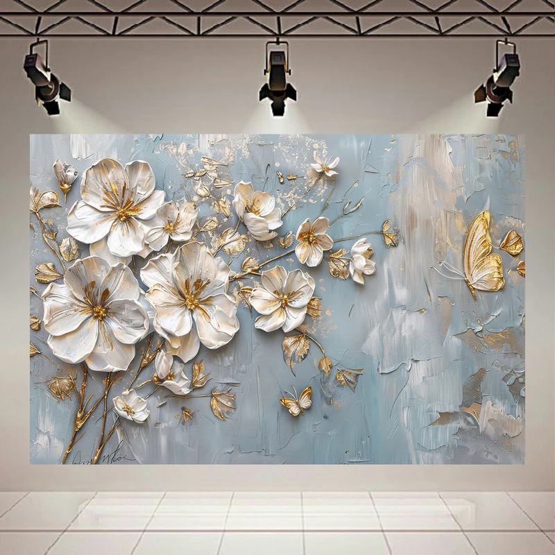 تابلو بوم طرح مخمل نقاشی شکوفه و برگ کد AR304433