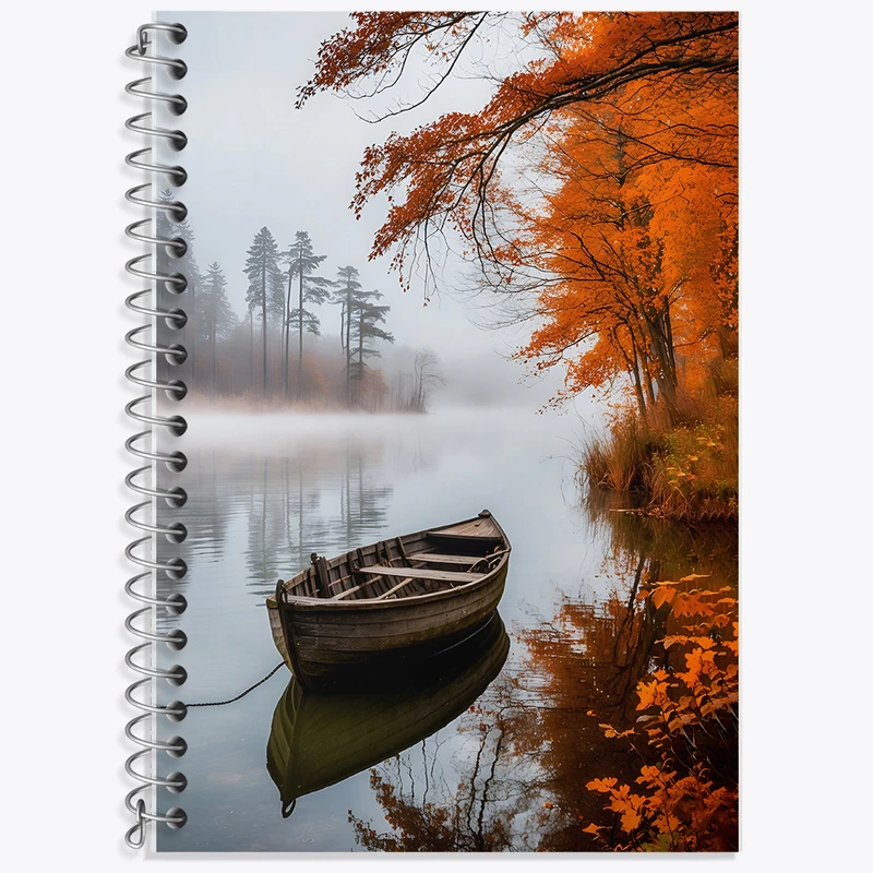 دفتر نت موسیقی 50 برگ خندالو طرح قایق دریاچه ی پاییزی کد F7359