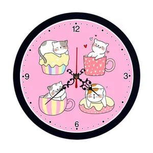 ساعت دیواری مدل گربه های ملوس کد s-155