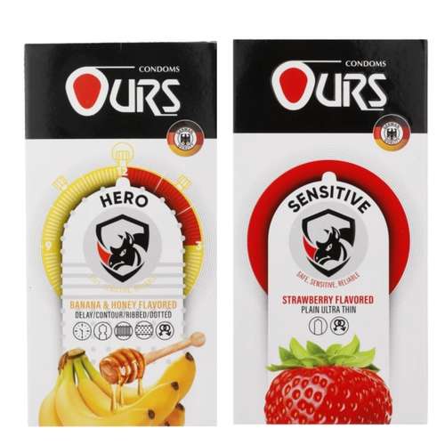 کاندوم تاخیری اورز مدل HERO بسته 12 عددی  به همراه کاندوم ساده اورز مدل SENSETIVE بسته 12 عددی