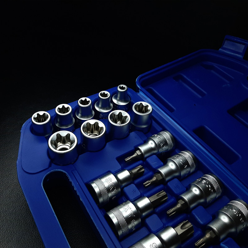 سری آچار بکس ستاره ای اسکای مدل 1971-ET سایز 1/2 اینچ مجموعه 19 عددی سری آچار بکس ستاره ای اسکای مدل 1971-ET سایز 1/2 اینچ مجموعه 19 عددی