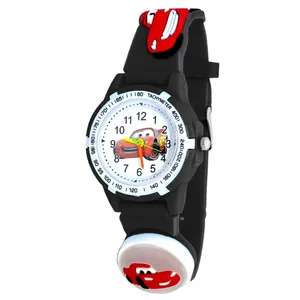 ساعت مچی عقربه ای بچگانه مدل چراغدار بند سیلیکونی ضد حساسیت طرح مک کویین و ماشین‌ها کد 4