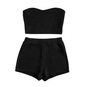 ست نیم تنه و شلوارک راحتی زنانه شین مدل بافت