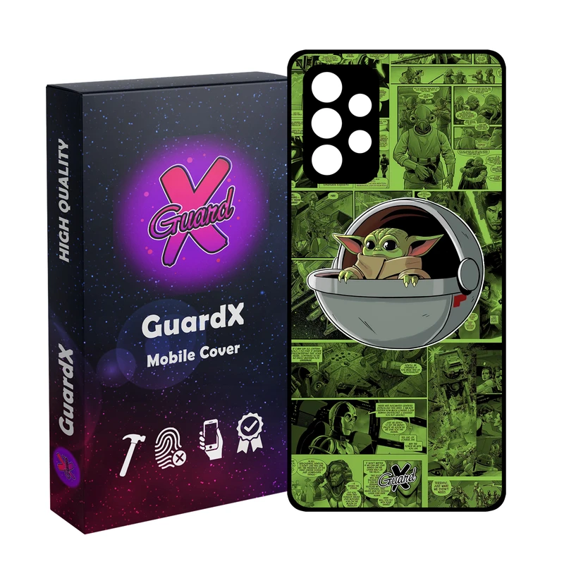 کاور گارد ایکس طرح Baby Yoda مدل Glass10477 مناسب برای گوشی موبایل سامسونگ Galaxy A73