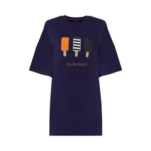 تی شرت لانگ آستین کوتاه زنانه بنیس مدل آیسان رنگ سرمه ای