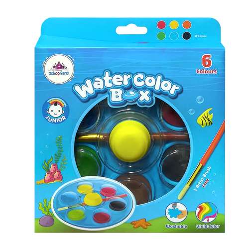 آبرنگ 6 رنگ اسکول فنس مدل s-01 کد 155489 به همراه قلم مو