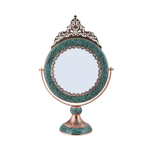 آینه فیروزه کوبی آقاجانی مدل گرد کد F073
