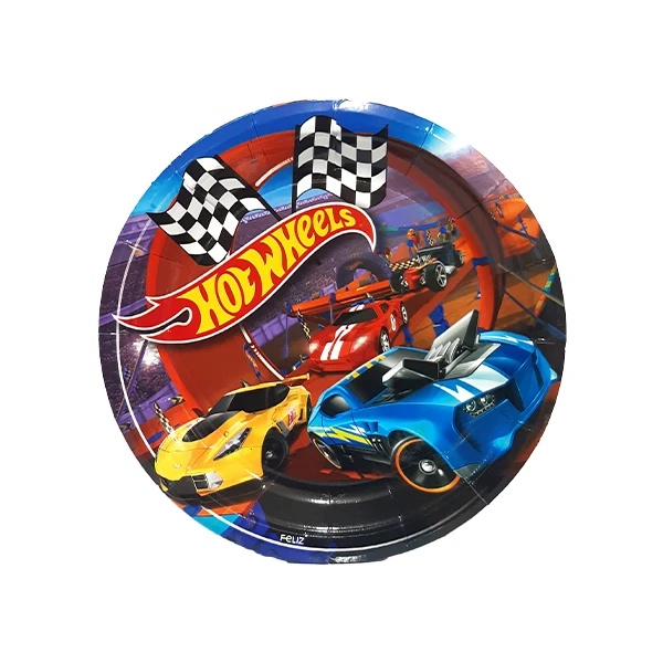 پیش دستی یکبار مصرف مدل ماشین مسابقه ای کد HotWheelsPlate1 مجموعه 10 عددی