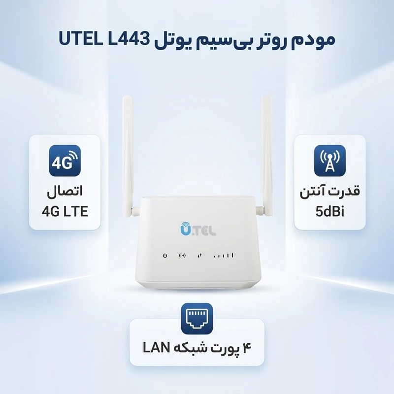عکس شماره 2 : مودم روتر بی سیم 4g lte یوتل مدل utel l443