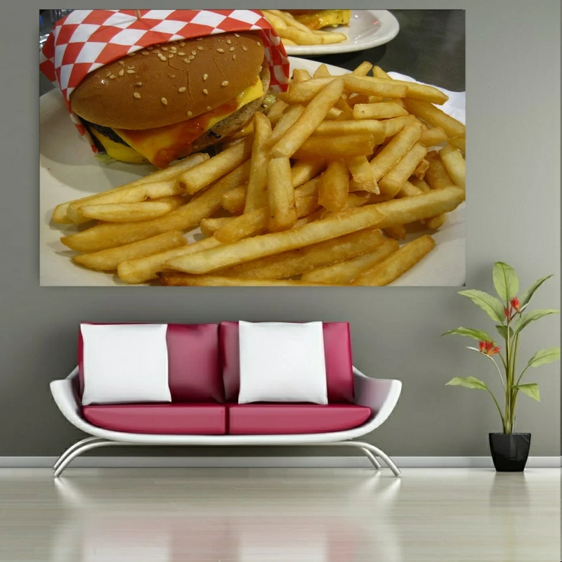 استیکر طرح فست فود مدل همبرگر سیب زمنی کد SDA161