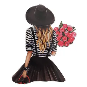 تاپر تزیین کیک مدل دختر با دسته گل