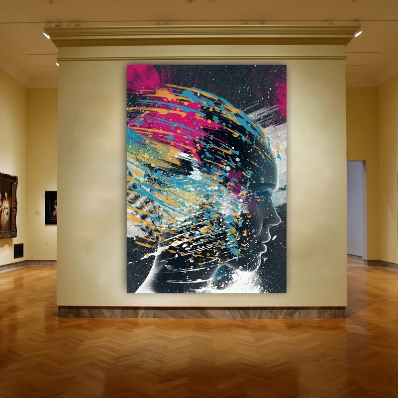 تابلو بوم طرح چهره نقاشی آبرنگ مدل SDB2753