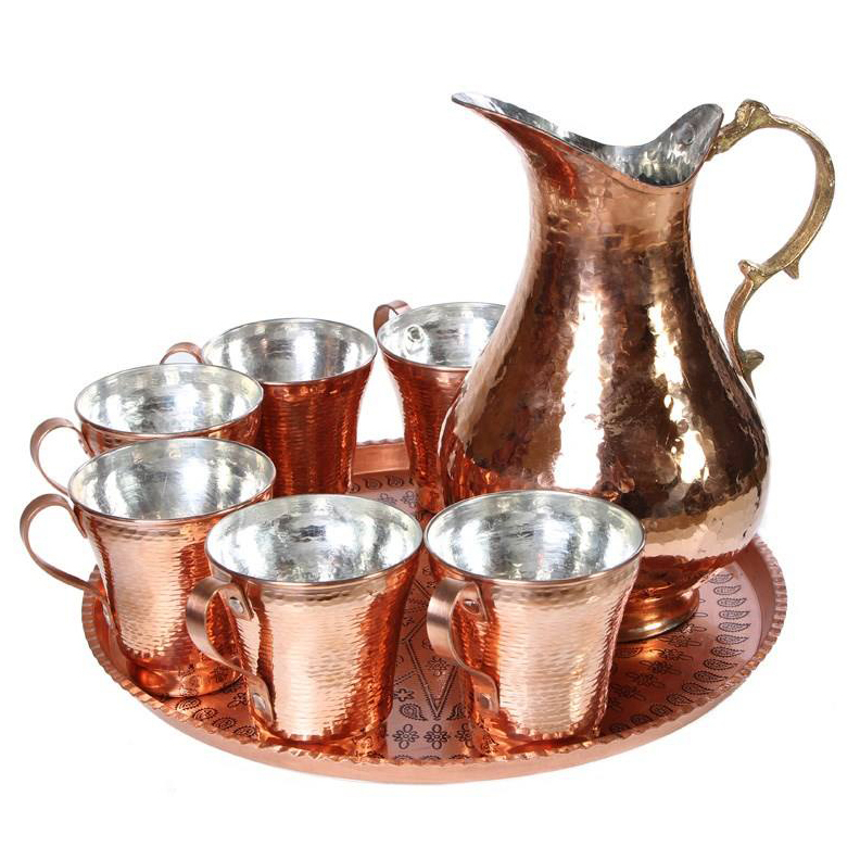 ست پارچ و لیوان مسی کد DZ8 مجموعه ی 8 عددی
