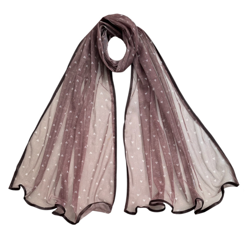 شال زنانه مدل توری ارگانزا قلبی