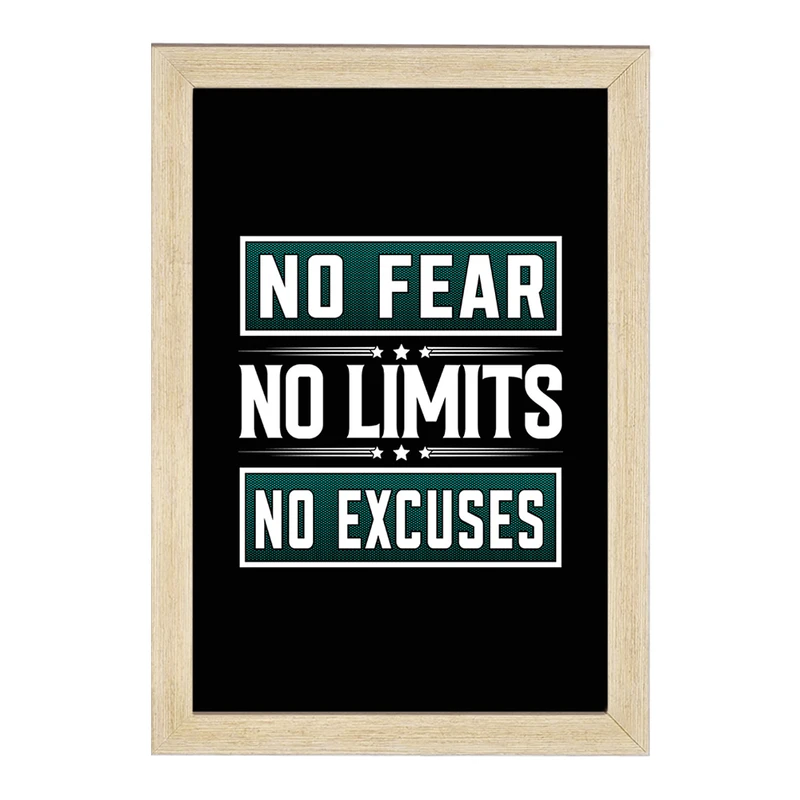 تابلو خندالو مدل No Fear No Limits No Excuses کد F1053