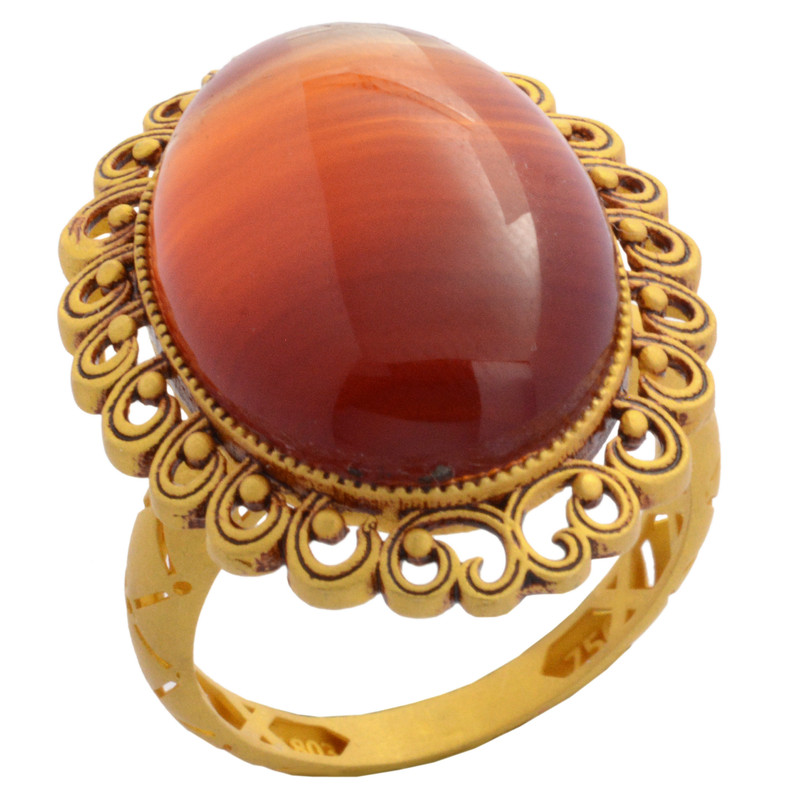 انگشتر طلا 18 عیار زنانه طلای مستجابی مدل عقیق T803 کد 85632 سایز 57